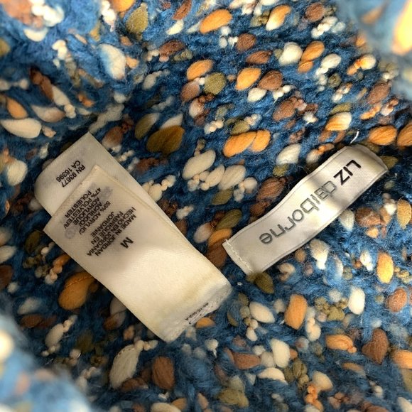 Liz Claiborne Womens Jacket Size Medium Nubby Blue Brown 3/4 Sleeves - Picture 3 of 5